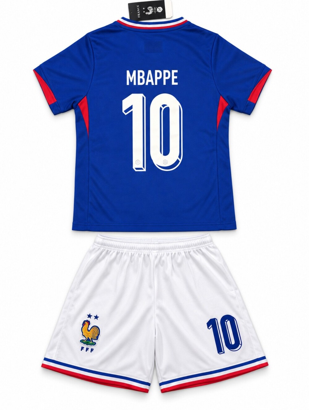 Kids France Mbappe #10 Soccer Jersey Shorts Set Youth Blue White Unisex Mbappé